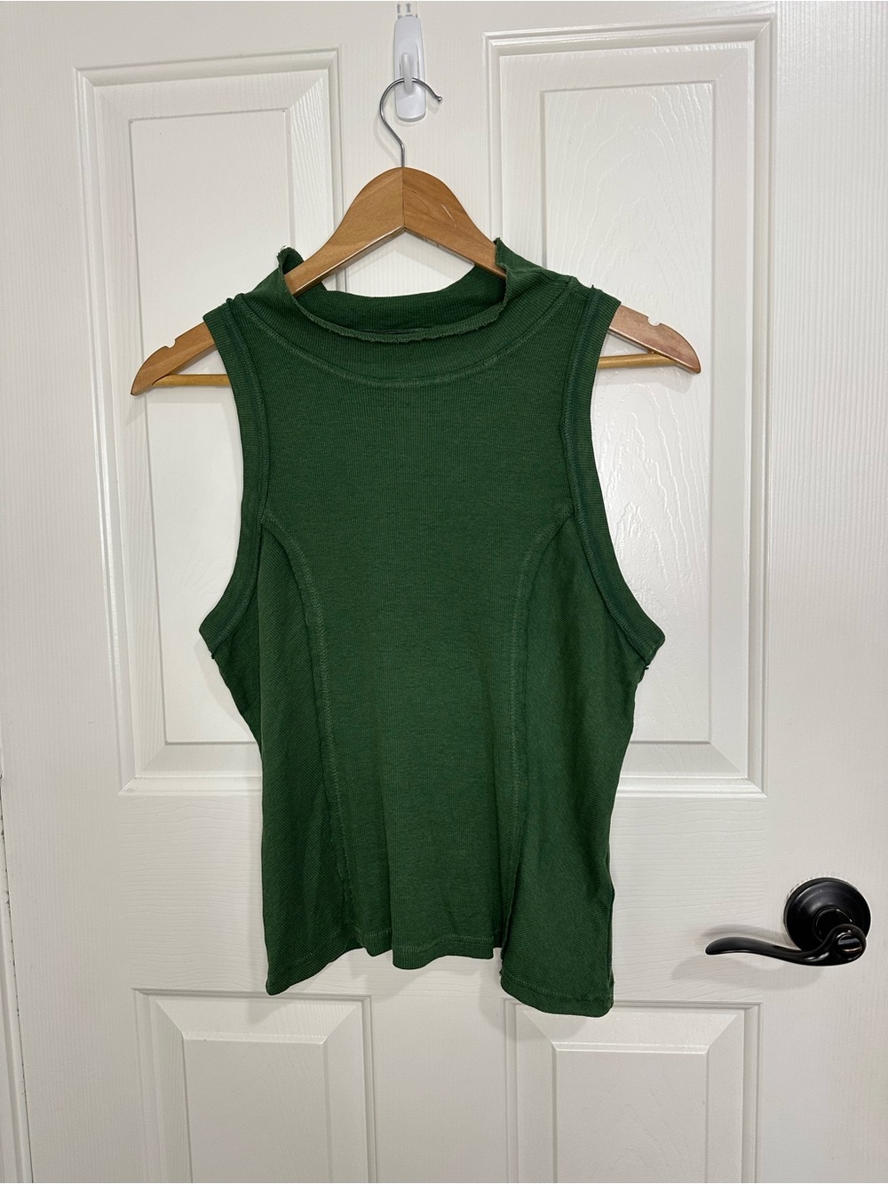 Pilcro Anthropologie Green Ribbed Cotton Modal Blend Mockneck Halter Top Sz M - Picture 2 of 8